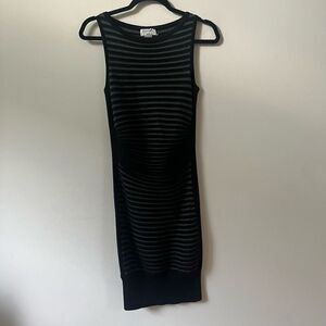 Carmen Marc Valvo Women's Striped Knit Stretch Sweater Dress Gray Black Size XS